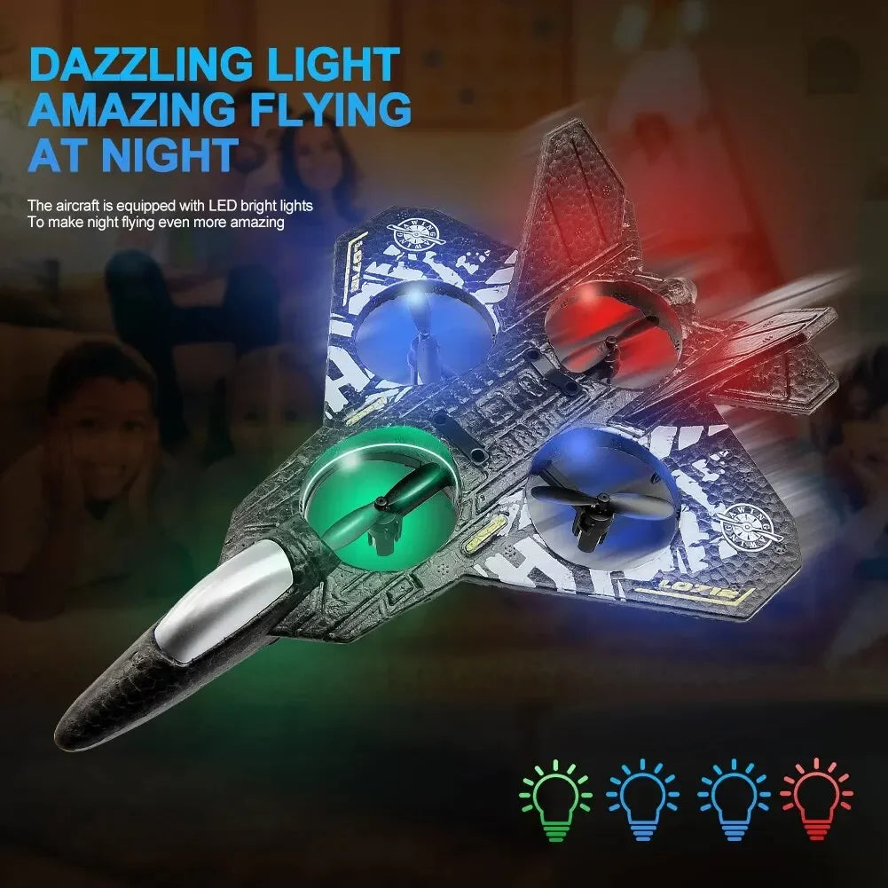 2.4G L0712 High - Performance RC Plane: Gravity - Sensing EPP Foam Fighter Glider Helicopter with Light, Ideal Gift for Boys
