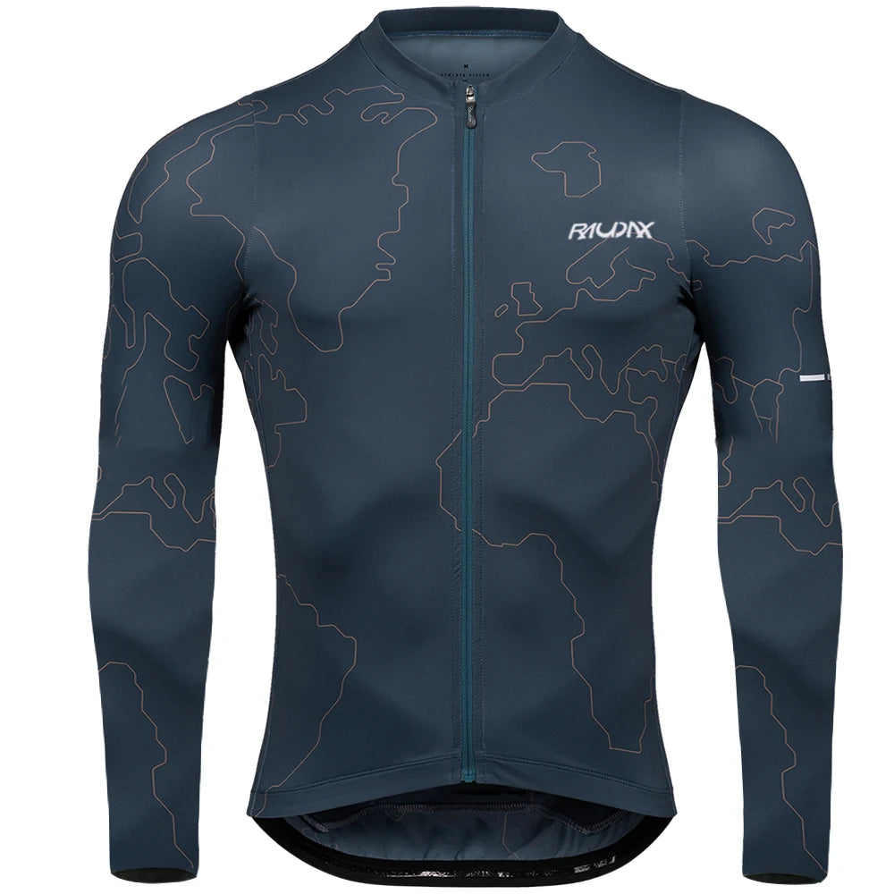Raudax Men's Summer Long Sleeve Cycling Jersey UV Protection Ropa Ciclismo Racing Bike Wear Shirts for Bicycle Riding