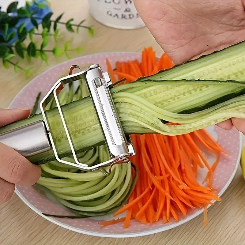 1PCS Kitchen Vegetable Peeler Stainless Steel Melon Planer Double-Head Household Multiple-Function Fruit And Vegetable Peeler