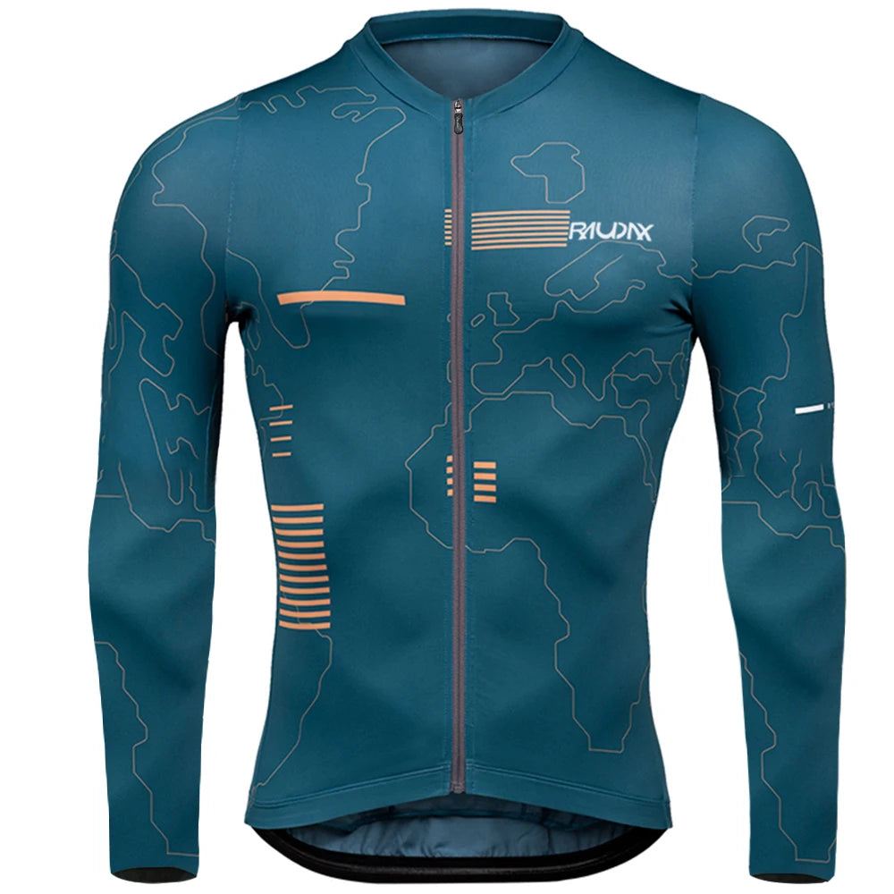 Raudax Men's Summer Long Sleeve Cycling Jersey UV Protection Ropa Ciclismo Racing Bike Wear Shirts for Bicycle Riding