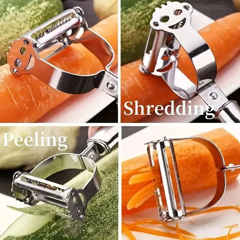 1PCS Kitchen Vegetable Peeler Stainless Steel Melon Planer Double-Head Household Multiple-Function Fruit And Vegetable Peeler