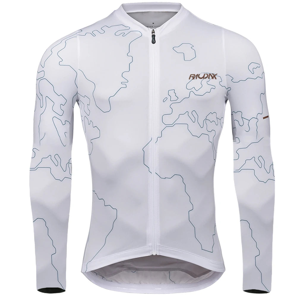 Raudax Men's Summer Long Sleeve Cycling Jersey UV Protection Ropa Ciclismo Racing Bike Wear Shirts for Bicycle Riding